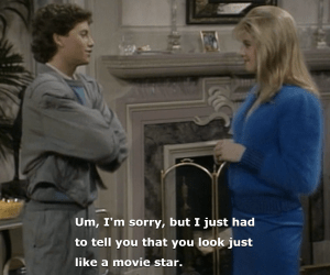 At the party, Mike chats up the ladies with smooth lines like this one. 